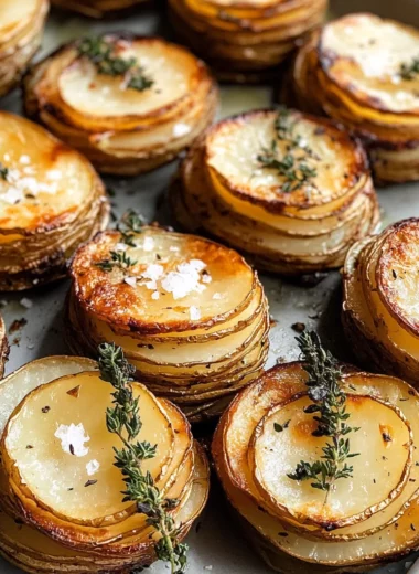 Crispy Potato Stacks with Garlic Herb Butter