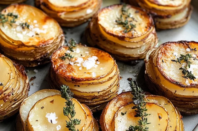 Crispy Potato Stacks with Garlic Herb Butter