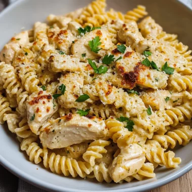 Crockpot Garlic Parmesan Chicken Pasta