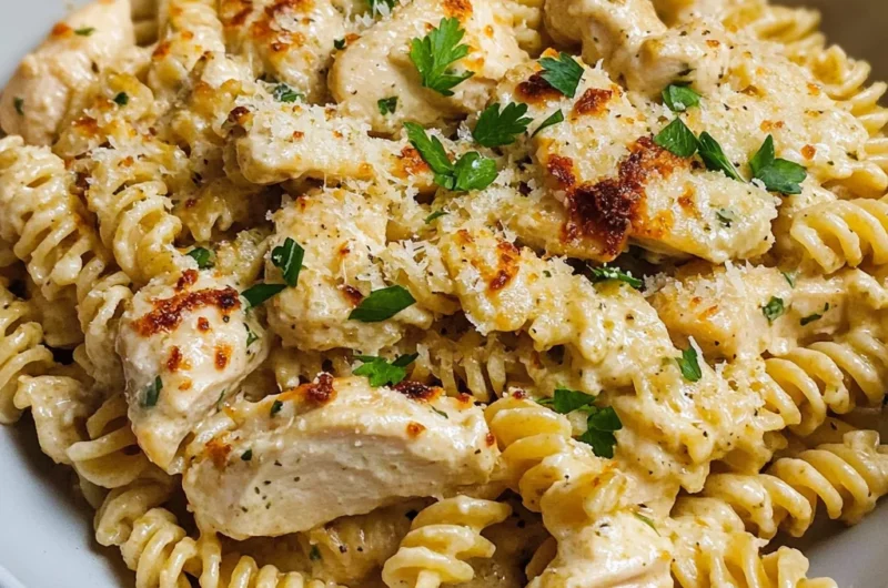 Crockpot Garlic Parmesan Chicken Pasta