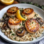 Easy Seared Scallops with Mushroom Risotto