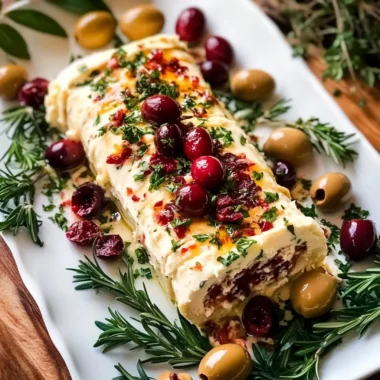 Holiday Antipasto Cheese Log