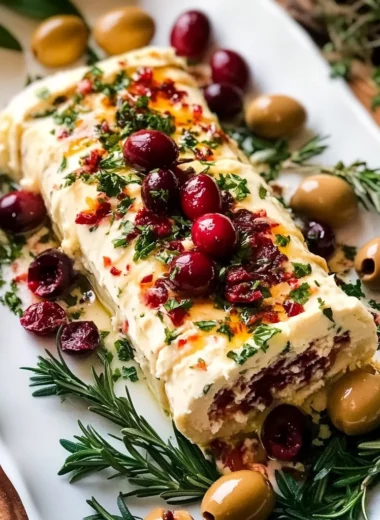 Holiday Antipasto Cheese Log