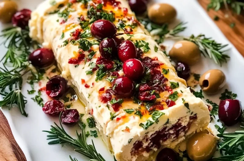 Holiday Antipasto Cheese Log