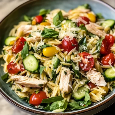 Lemon Orzo Salad with Chicken