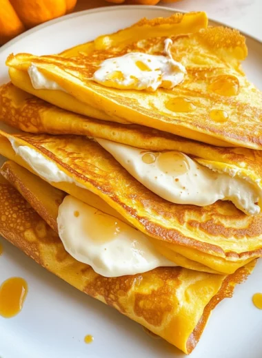 Pumpkin Crepes with Maple Cream Cheese Filling