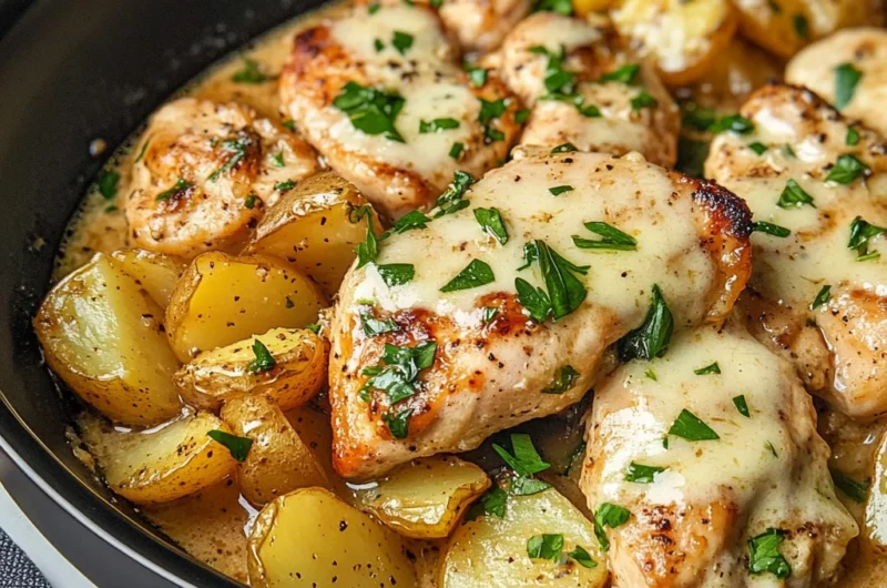 Slow Cooker Parmesan Garlic Chicken and Potatoes