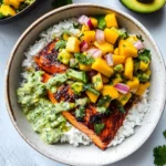 BBQ Salmon Bowls with Mango Avocado Salsa