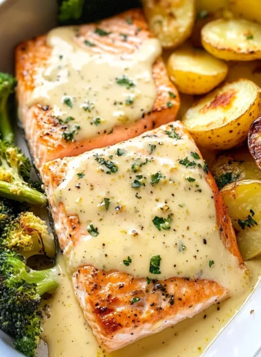 Baked Salmon with Amazing Lemon Sauce