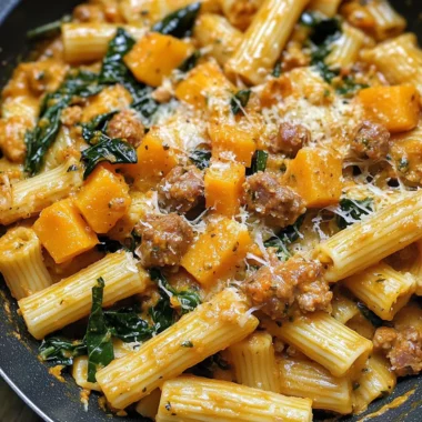 Creamy Rigatoni with Butternut Squash and Spicy Sausage Recipe