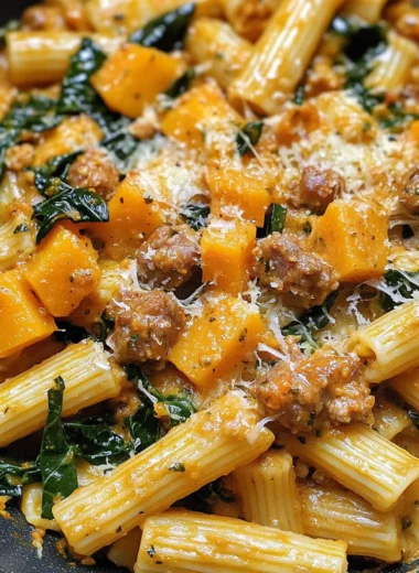 Creamy Rigatoni with Butternut Squash and Spicy Sausage Recipe