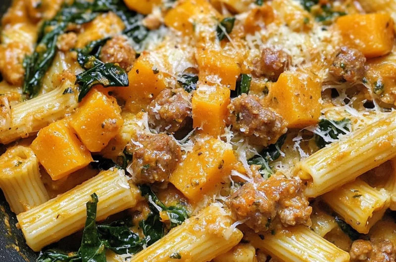 Creamy Rigatoni with Butternut Squash and Spicy Sausage Recipe