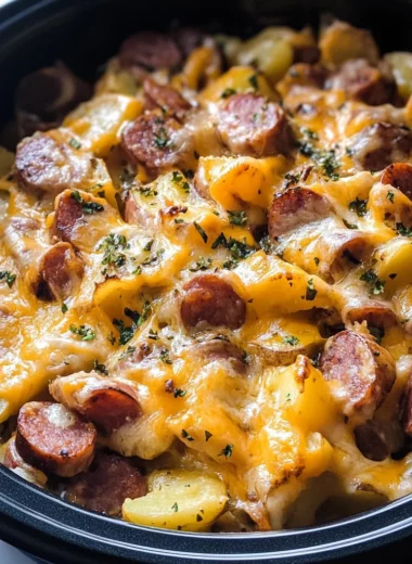 Crockpot Cheesy Potatoes and Kielbasa