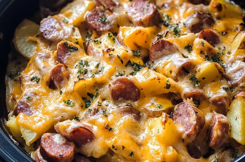 Crockpot Cheesy Potatoes and Kielbasa