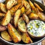 Greek Potato Wedges with Yogurt Sauce