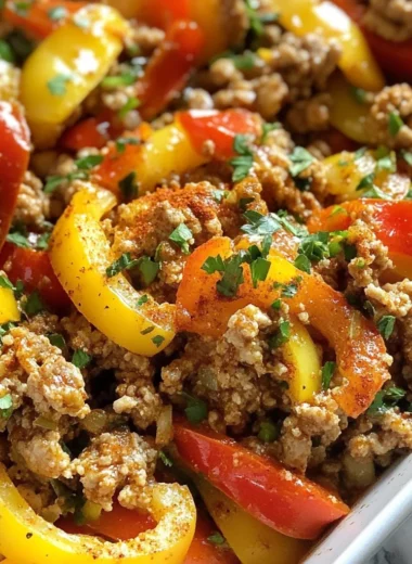Ground turkey and peppers