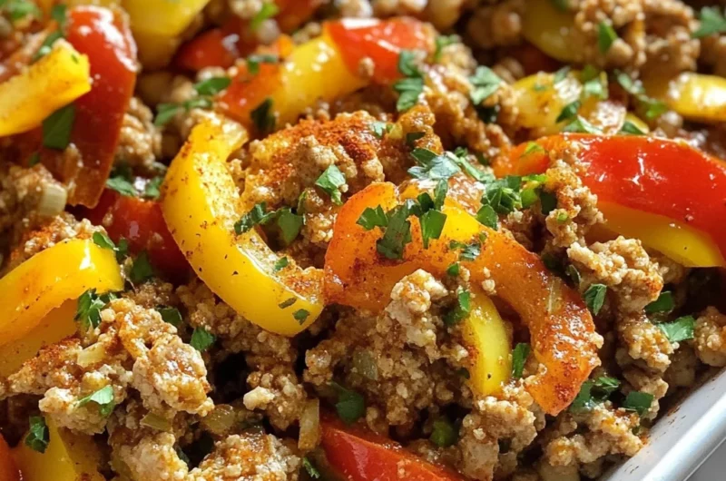 Ground turkey and peppers