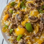Instant Pot Philly Cheese Steak Ground Beef and Rice