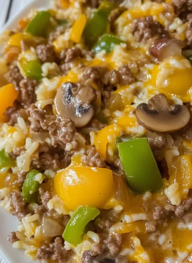 Instant Pot Philly Cheese Steak Ground Beef and Rice