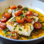 Pan-Seared Cod in White Wine Tomato Basil Sauce