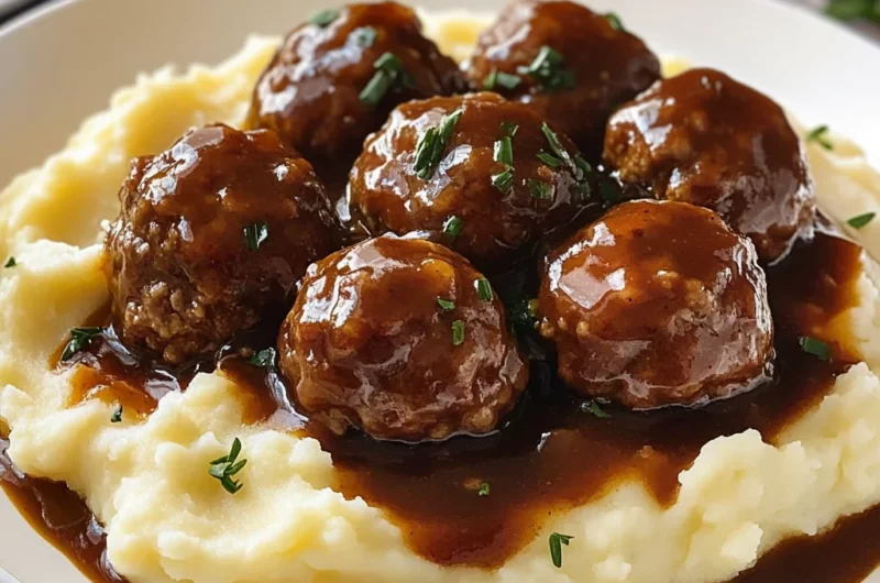 Salisbury Meatballs and Mashed Potatoes Recipe