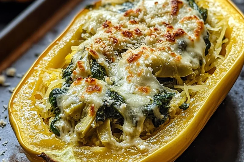 Spinach and Artichoke Stuffed Spaghetti Squash