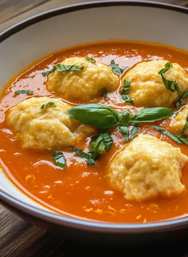 Tomato Soup with Cheese Dumplings