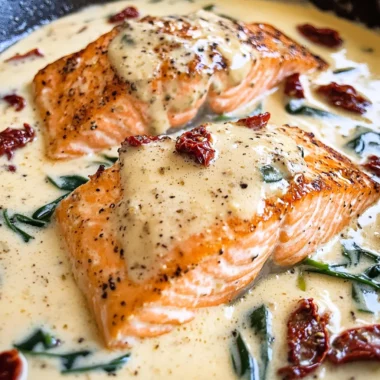 Tuscan Salmon with Parmesan Cream Sauce