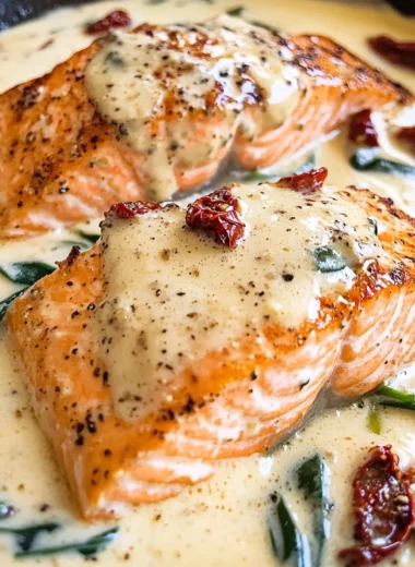 Tuscan Salmon with Parmesan Cream Sauce