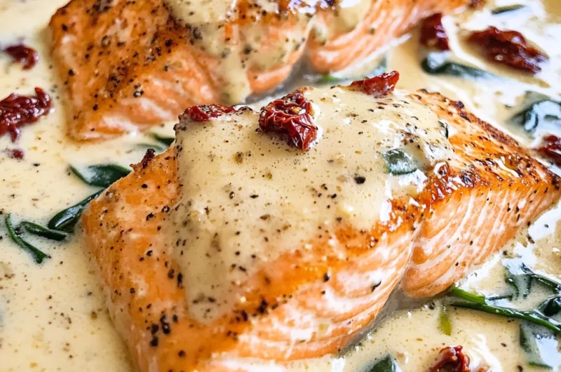 Tuscan Salmon with Parmesan Cream Sauce