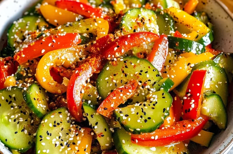 Viral TikTok Cucumber & Bell Pepper Salad