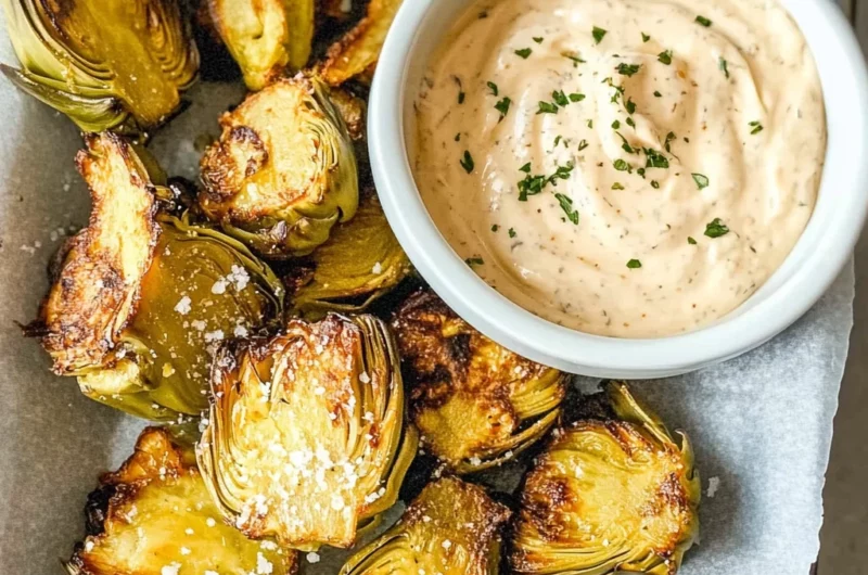 Air Fryer Artichoke Hearts with Garlic Aioli (Keto and Low Carb)
