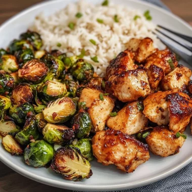 Air Fryer Sweet Chili Chicken and Brussels Sprouts