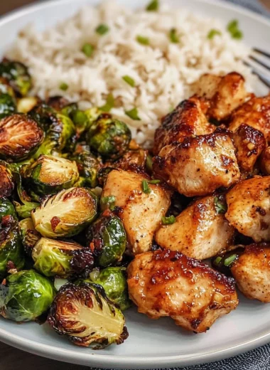 Air Fryer Sweet Chili Chicken and Brussels Sprouts