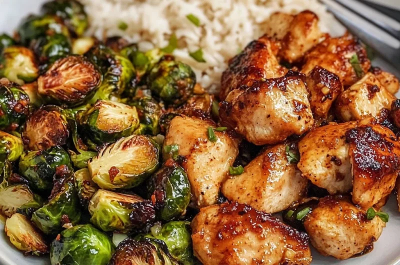 Air Fryer Sweet Chili Chicken and Brussels Sprouts