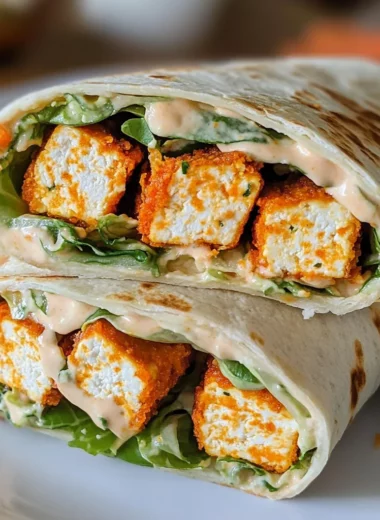 Buffalo Tofu Wrap with Easy Vegan Ranch