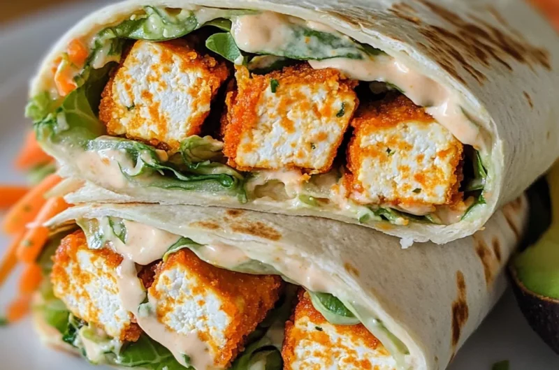 Buffalo Tofu Wrap with Easy Vegan Ranch