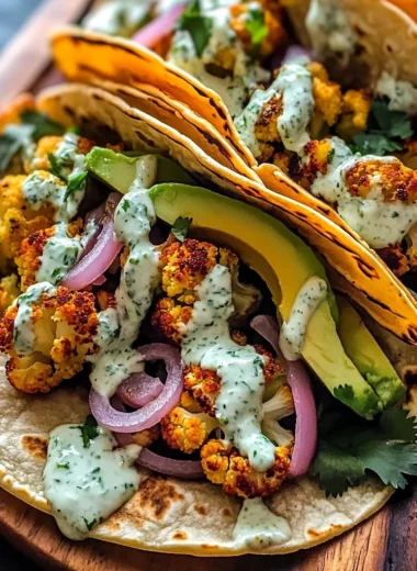 Cauliflower Tacos with Cilantro Lime Crema