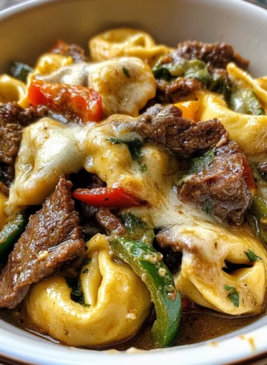 Cheesesteak Tortellini in Rich Provolone Sauce