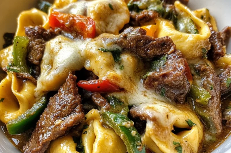 Cheesesteak Tortellini in Rich Provolone Sauce