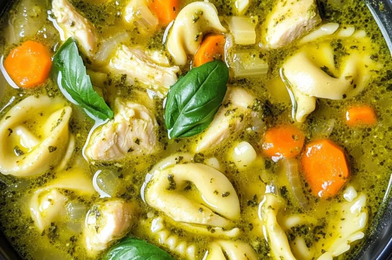 Chicken Pesto Tortellini Soup