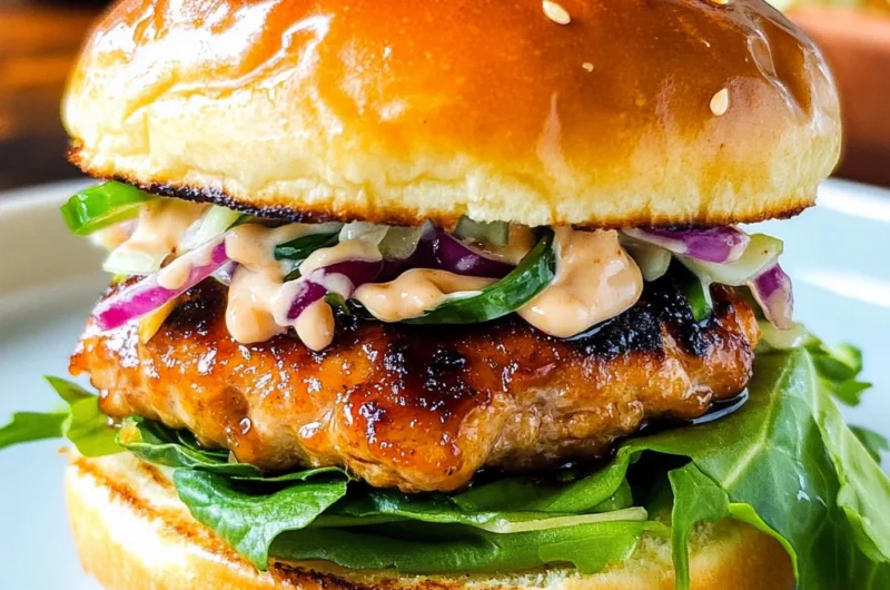 Chicken Teriyaki Burgers with Sesame Slaw