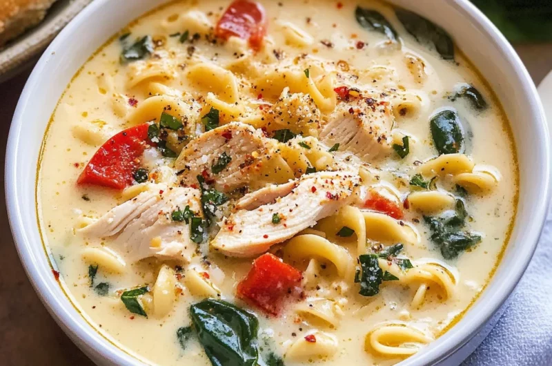 Creamy Italian Slow Cooker Chicken Noodle Soup