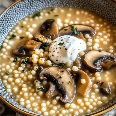 Creamy Mushroom & Pearl Couscous Soup