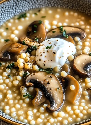 Creamy Mushroom & Pearl Couscous Soup