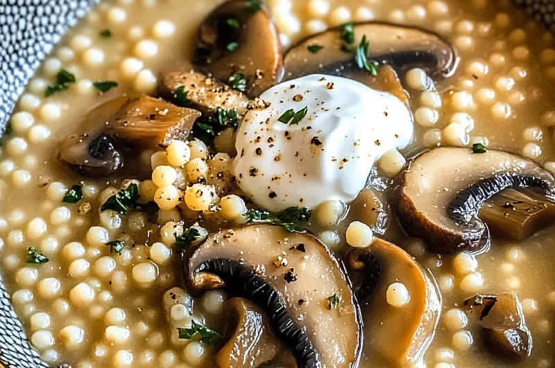 Creamy Mushroom & Pearl Couscous Soup