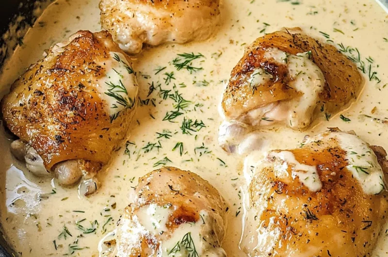 Creamy Oven Baked Chicken Thighs