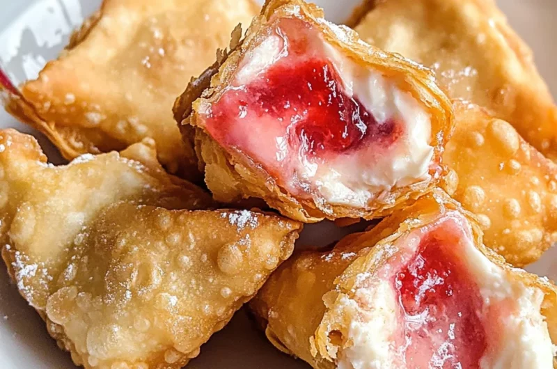 Deep-Fried Strawberry Cheesecake Stuffed Wonton Bites: Irresistibly Crispy!