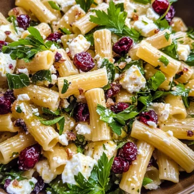 Feta & Cranberry Rigatoni Salad with Lemon Vinaigrette
