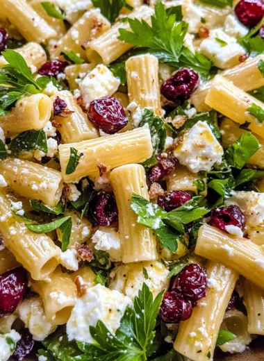 Feta & Cranberry Rigatoni Salad with Lemon Vinaigrette